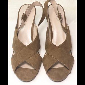 Nine West Tan Suede Strap Slingback Buckle Sandals